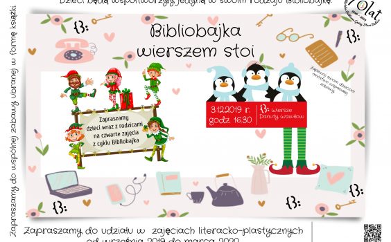 Zapraszamy dzieci wraz z rodzicami na zajęcia literacko – plastyczne, czwarte zajęcia z cyklu Bibliobajka.