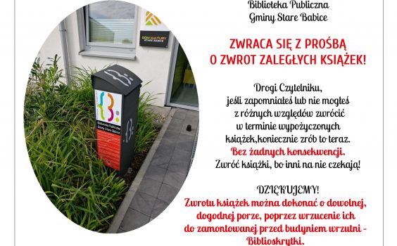 PROŚBA O ZWROT ZALEGŁYCH KSIĄŻEK !