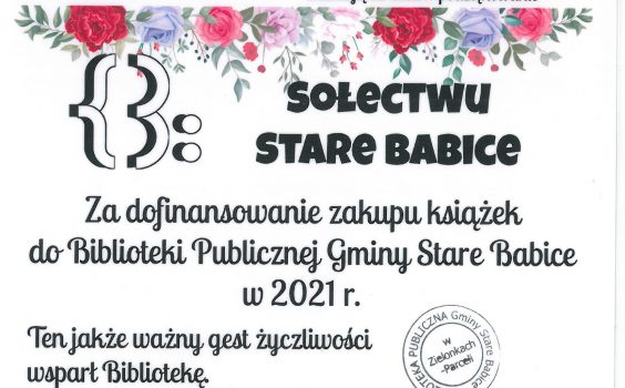 Podziękowanie dla sołectwa Stare Babice.