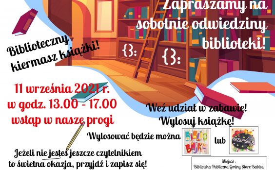 Zapraszamy na sobotnie odwiedziny biblioteki.