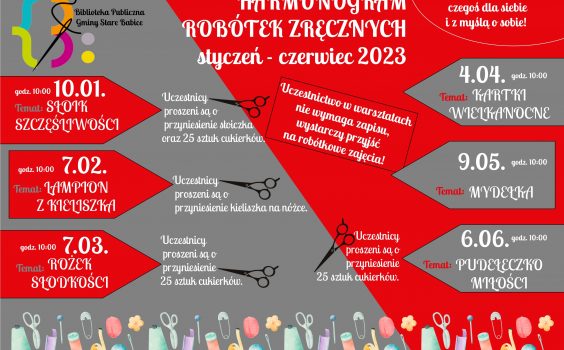 Harmonogram robótek zręcznych styczeń – czerwiec 2023.